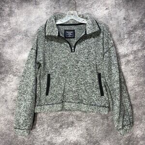 Abercrombie & Fitch Fleece 1/4 Zip Pullover Fleece Cropped Jacket Womens XS Gray